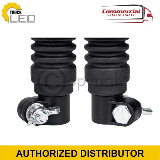 18 LED Flashing Beacon/Warning PICO Lamp with flex mount, featuring rubber bellows, metal brackets, and hardware for commercial vehicle lighting.