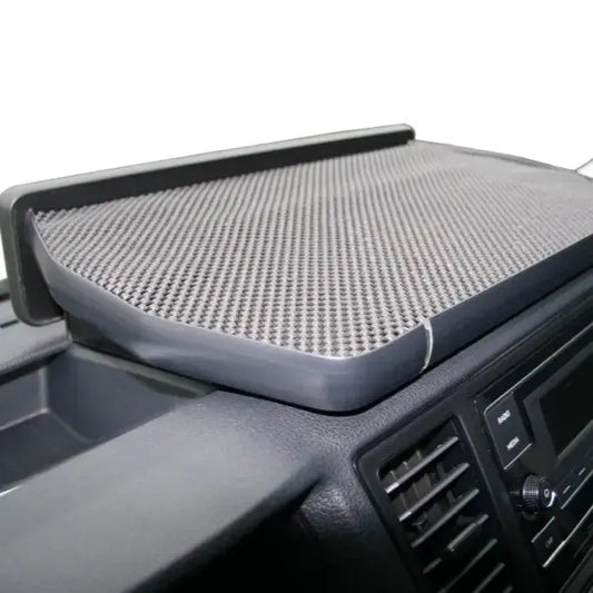 Close-up of MAN TGE LED Dash Table (2017-On) with a textured non-slip mat, showcasing its Velcro fastening and remote-controlled LED window feature.