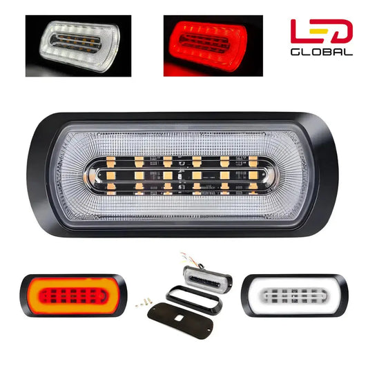 Amber HALO Strobe Warning Lamp R65, With Marker Light - 12/24v Van Master