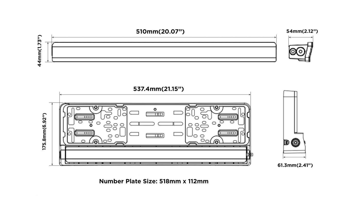 Number Plate Holder with Integrated LED Light Bar In Your Truck Ltd