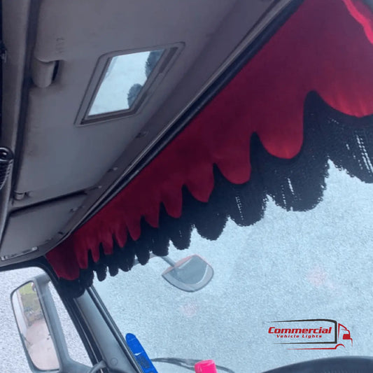 Navy Blue Truck Curtains With RED Tassel Set Premium Quality Double Lined Universal