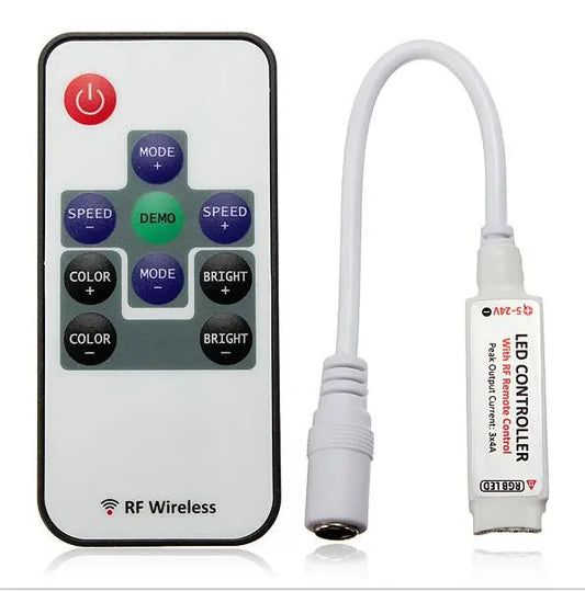 VW Crafter Plexi Glass Light Board 70x18cm with wireless LED-strip controller kit, including remote and inline LED controller for RGB lighting customization.