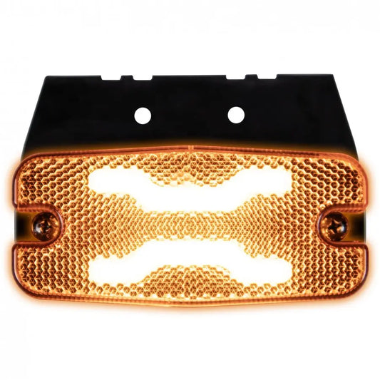 X-SPIDER LED Marker Light with honeycomb-patterned lens, two central bars, and black bracket. Features dual applications, waterproof design, and flexible mounting.