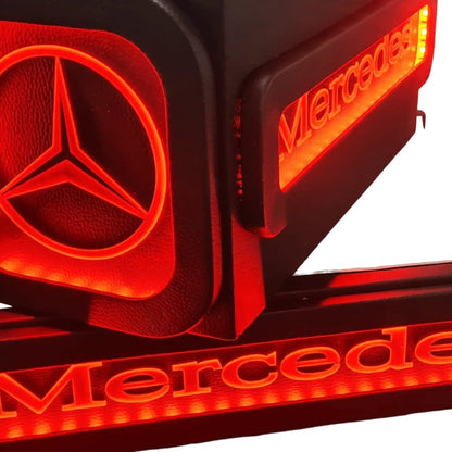 Mercedes MP4/5 Truck LED Seat Bases (Side Lit) with illuminated three-pointed star and Mercedes script, designed for door-mounted projection onto the ground.