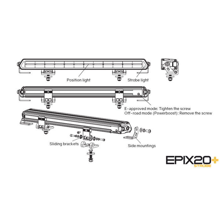 EPIX20+ |Dual color| Strobe LED bar 20" 180W Powerboost