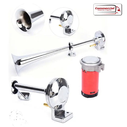 12V Super Loud 150dB Single Trumpet Air Horn With Compressor (43cm 17 inch) Horn-Tech