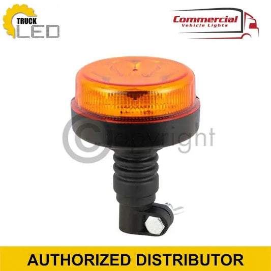12 LED Flashing Beacon/Warning Amber Lamp 12/24v Flex Mount with a rubber stalk and clamp, ideal for commercial vehicle hazard use, CE approved and waterproof.
