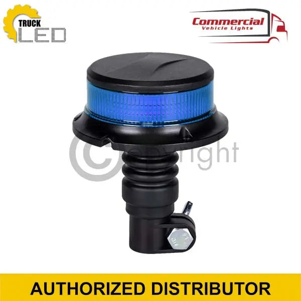 18 LED Flashing Beacon/Warning PICO Lamp 12/24v Flex Mount with cylindrical blue module, black cap, and rubberized pedestal for commercial vehicles.