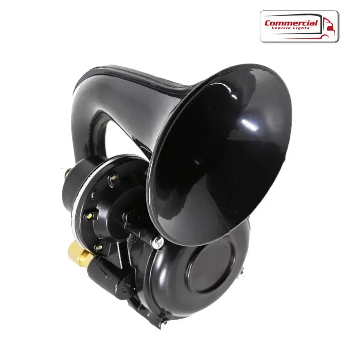 Snail Type Trumpet Air Horn, Black, 120dB, 12v/24v Horn-Tech