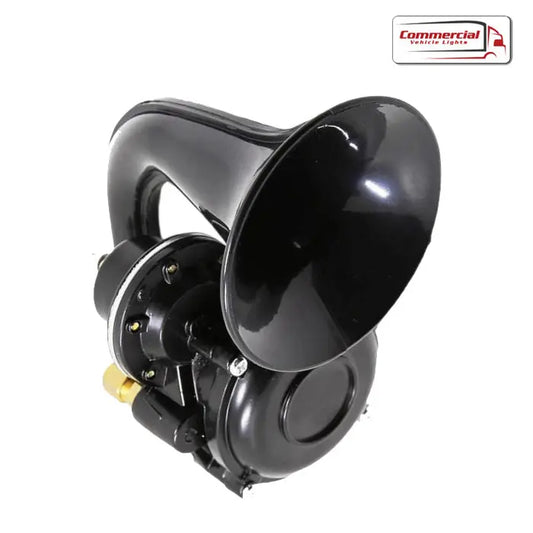 Snail Type Trumpet Air Horn, Black, 120dB, 12v/24v Horn-Tech