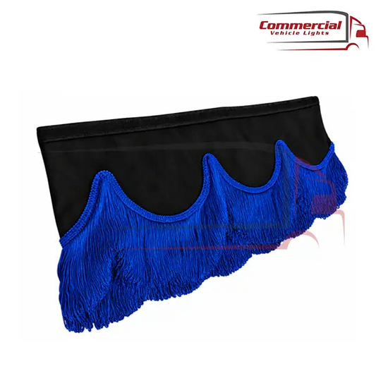 Universal Truck Front Window Pelmet Black With Blue Tassels Universal