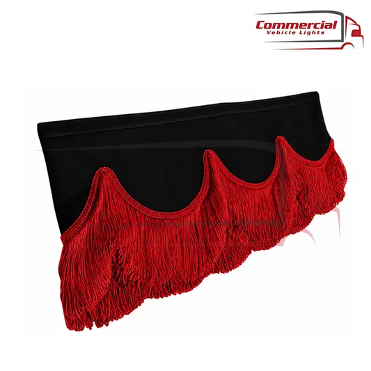 Universal Truck Front Window Pelmet Black With Red Tassels Universal