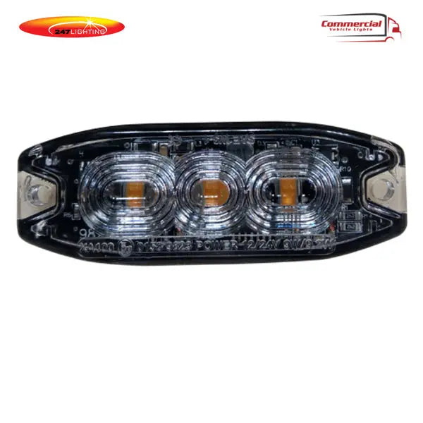 3 LED Strobe Warning Light | Reg 10/65 | Slimline 247-CA7182A 247 Ligthing