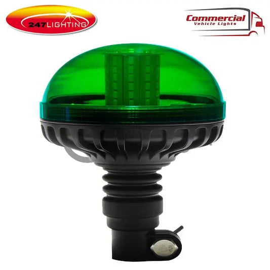 LED Green Flexi Pole Mount Beacon | Reg 10 247-CA8184G with translucent dome, multiple LEDs, and spring mount, ideal for commercial vehicles.