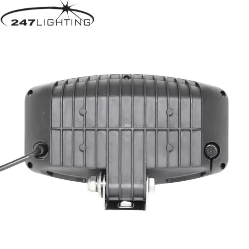 Rear view of 247 Lighting LED Driving & Position Lamp 244mm | CA 6169, showcasing finned aluminum heat-sink, power-lead cable, and adjustable mounting bracket.