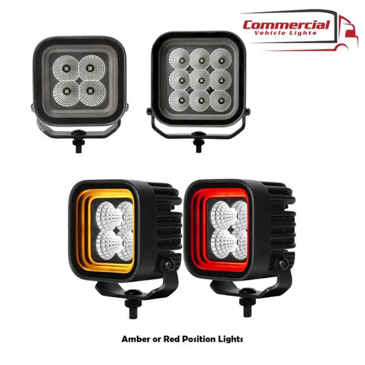Cube 3/4Inch Work Lamp With 'Tunnel Effect' Position Light - In Your Truck Ltd