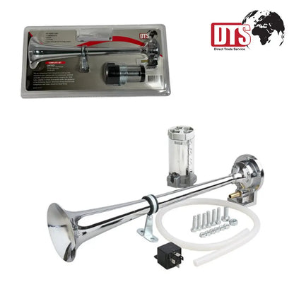 DTS Airhorn With Compressor 12V Complete Set Chrome