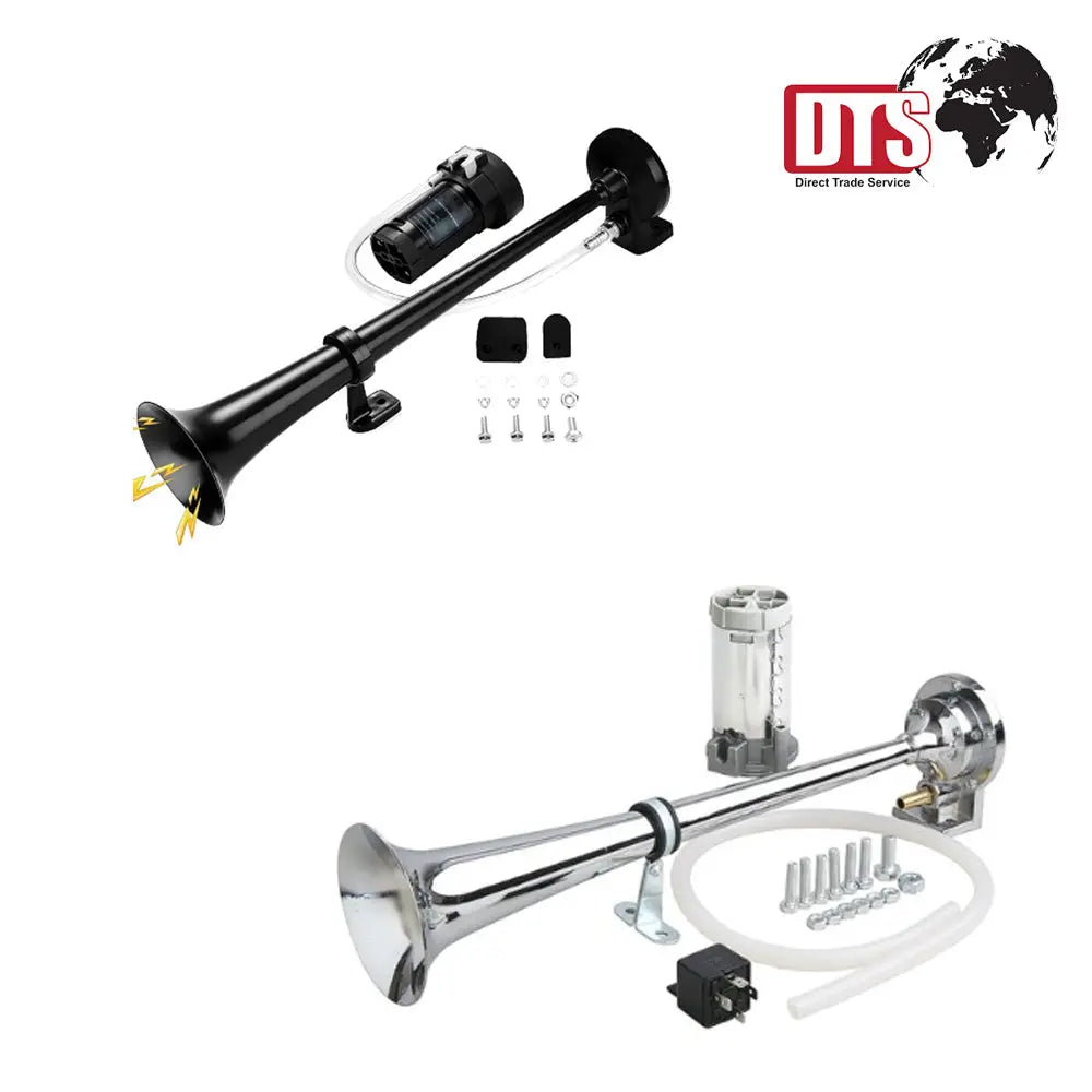DTS Airhorn With Compressor 12V Complete Set Chrome