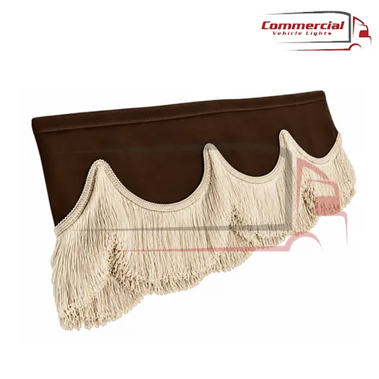 Universal Truck Front Window Pelmet Dark Brown Cream Tassels Universal