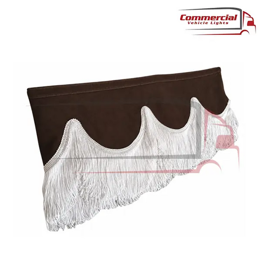 Universal Truck Front Window Pelmet Dark Brown With White Tassels Universal