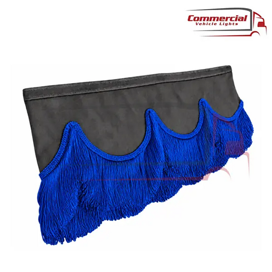 Universal Truck Front Window Pelmet Grey With BLUE Tassels Universal