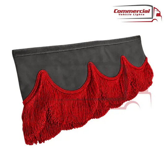 Universal Truck Front Window Pelmet Grey With Red Tassels Universal