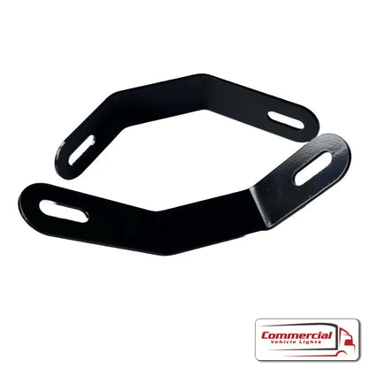 FH Step Work Light Mounts (Pair) for Volvo; hexagonal black steel brackets with slotted holes, designed for easy, secure installation on Volvo FH truck steps.