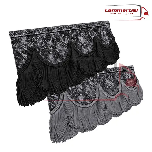 Universal Truck Front Window Pelmet Grey Danish Plush Grey Tassels Universal