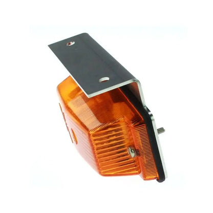 Double Burner Mounting Plates Ledson/Hella with amber marker light assembly, L-shaped bracket, lens for vehicle clearance or turn-signal. High-quality stainless steel, compatible with LED and bulb types.