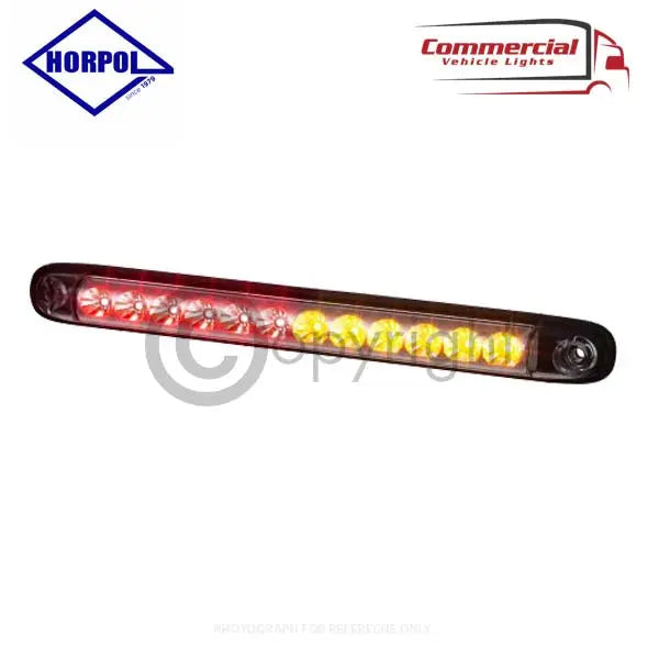 Horpol 3 FUNCTION LED COMBINATION LAMP 257 MM, featuring integrated red and amber LEDs for braking, tail, and indicator functions, with a sleek, slim design.