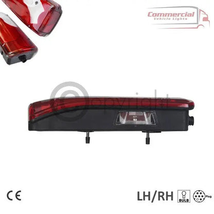 Scania R Series Tail Lights 2004, red lamp assembly, CE approved, for left/right side, features multi-pin plug, suitable for 12/24V vehicles, shockproof, waterproof.