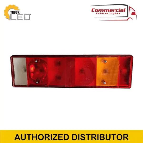 Rectangular 7 Function Combination Lamp Connector Socket Rear Wired for trucks, featuring white, red, amber sections; branded Truck LED and Commercial Vehicle Lights.