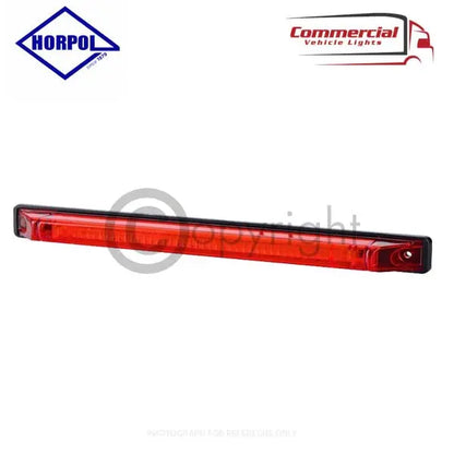 Long, slim red lens lamp for trucks or trailers, Rear Position Marker Light Long Red LD473 by Horpol, featuring a two-bolt mounting system.