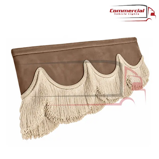 Universal Truck Front Window Pelmet Light Brown Cream Tassels Universal
