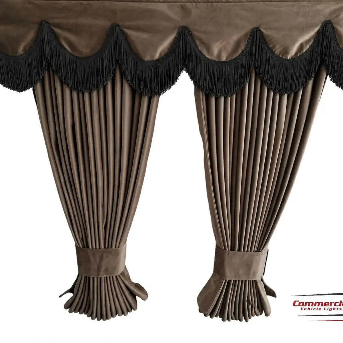 Brown Truck Curtains With Black Tassel Set Premium Quality Double Lined Universal