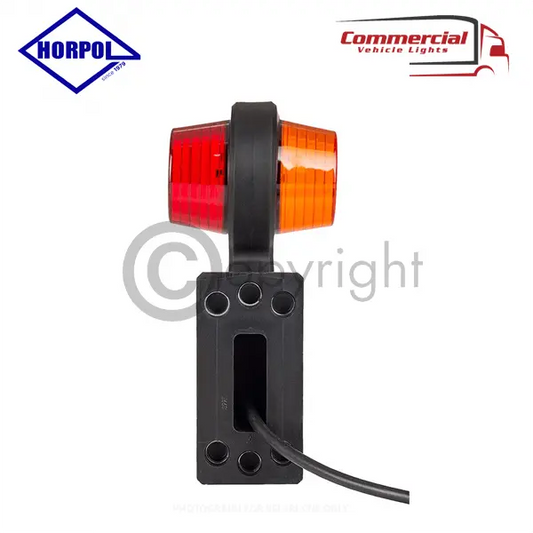 Long Arm Old School Marker Light Neon Amber-Red Horpol; dual-color lamp on a bracket with cable, designed for truck/trailer side marking and turn signals.