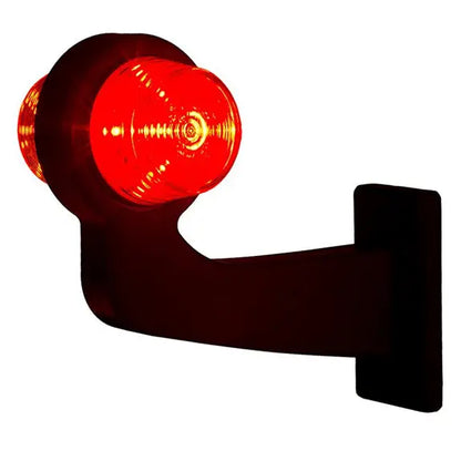 Long Arm Old School Marker Light Neon Amber-Red by HorPol, featuring an L-shaped black arm with two red LED lens housings for vehicle mounting.
