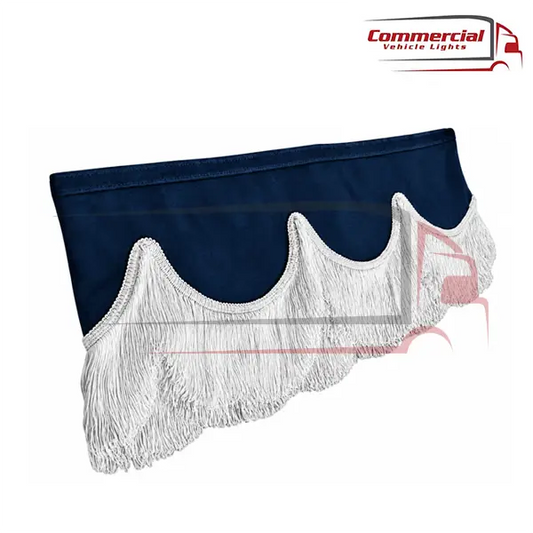 Universal Truck Front Window Pelmet Navy Blue With White Tassels Universal