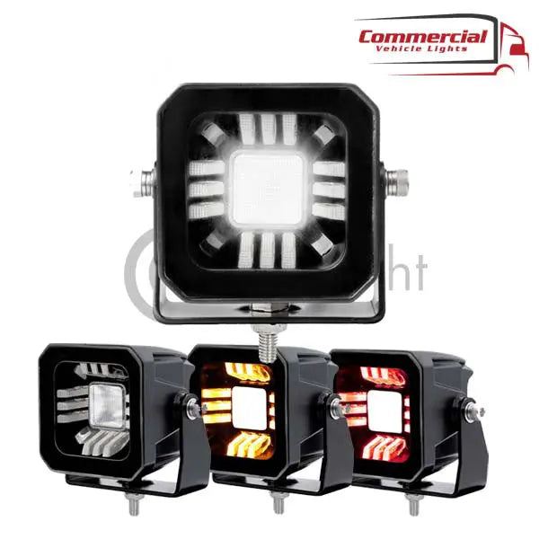POD LED  WORK LAMP WITH RED & AMBER POSITION LIGHT - In Your Truck Ltd