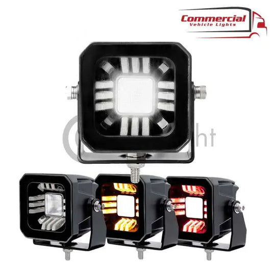POD LED  WORK LAMP WITH RED & AMBER POSITION LIGHT - In Your Truck Ltd