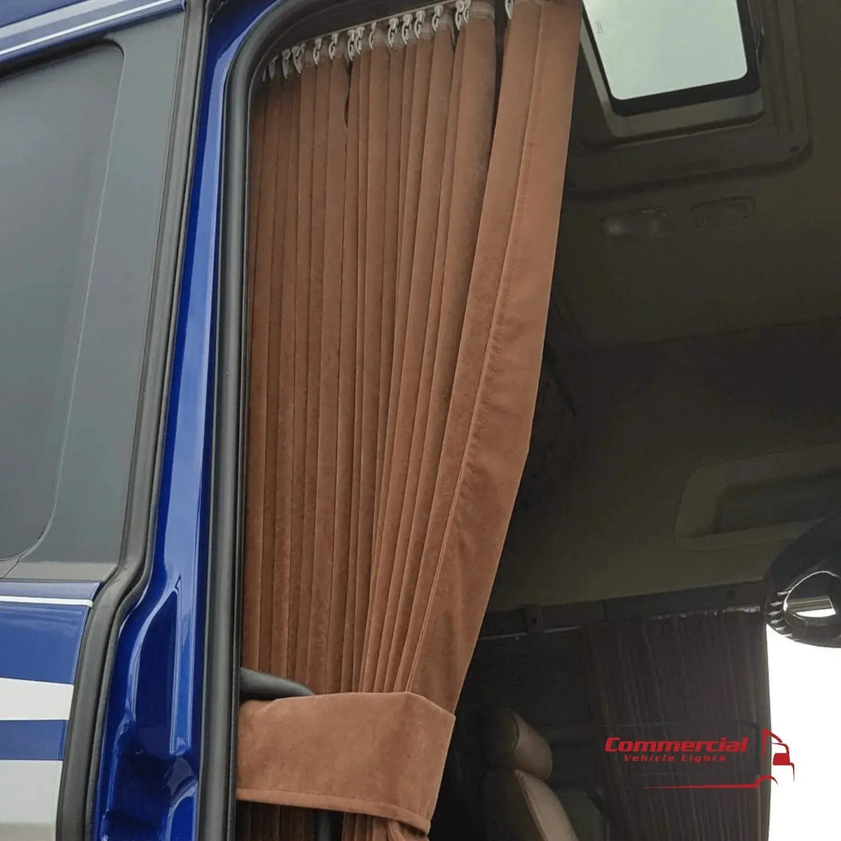 Brown Truck Curtains With Cream Tassel Set Premium Quality Double Lined Universal
