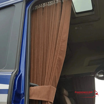 Brown Truck Curtains With Cream Tassel Set Premium Quality Double Lined Universal