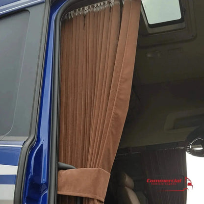 Brown Truck Curtains With Black Tassel Set Premium Quality Double Lined Universal