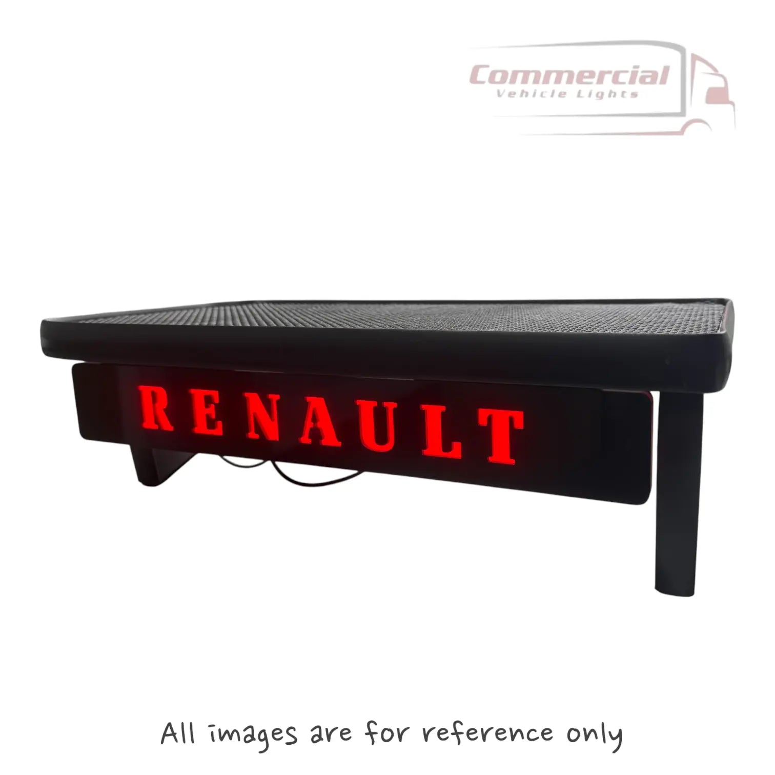 RENAULT MASTER (Vauxhall/Nissan) LED Dash Table with non-slip mat, illuminated logo, remote color options, and easy installation for enhanced van functionality.
