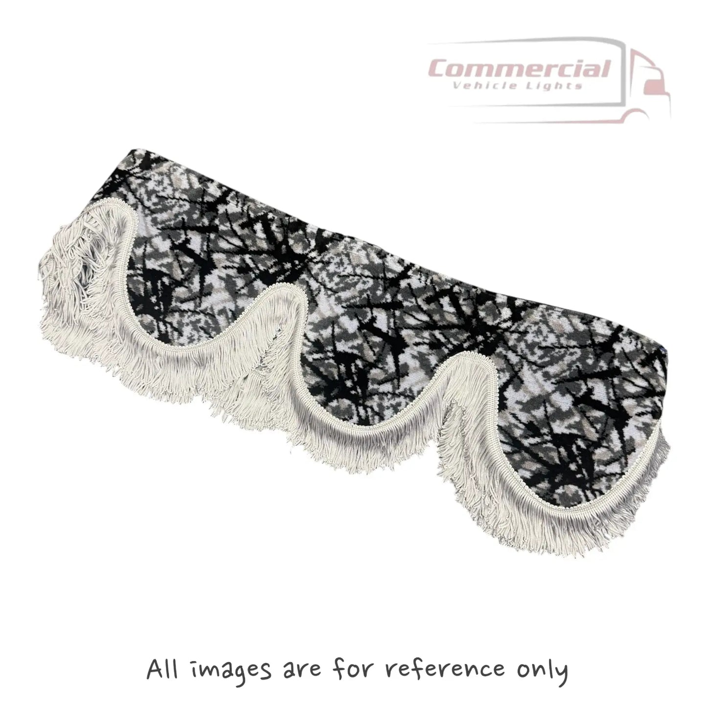 Universal Truck Front Window Pelmet Grey Danish Plush Grey Tassels