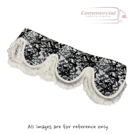 Universal Truck Front Window Pelmet Grey Danish Plush Grey Tassels - In Your Truck Ltd