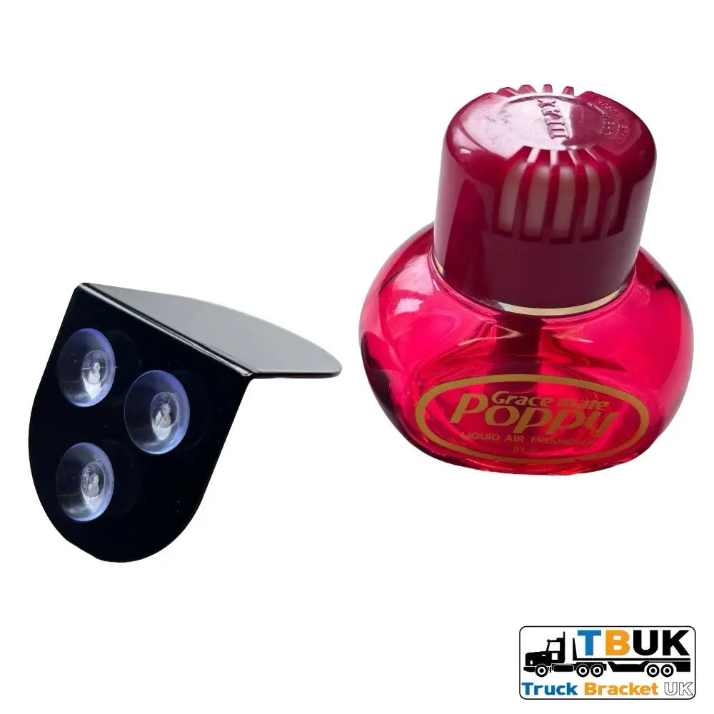 Gloss Black Suction Poppy Air Freshener Windscreen Mount Shelf/Ledge Truck Brackets UK