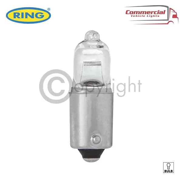 Ring R433 12V 20W Miniature Halogen Bulb for vehicles, single-contact bayonet base, shockproof, waterproof, 29x9mm, suitable for trucks and trailers, pack of 10.