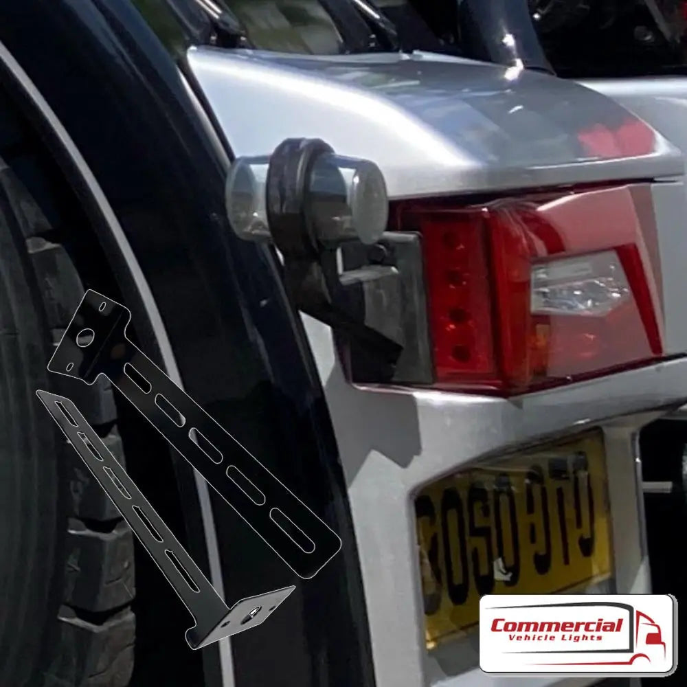 Rear Wing Tail Light Gylle Mounts (Pair) with oval marker lamp on vehicle, featuring L-bracket designs for secure, stylish rear light positioning.