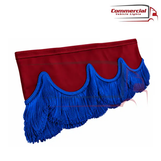 Universal Truck Front Window Pelmet Red With Blue Tassels Universal